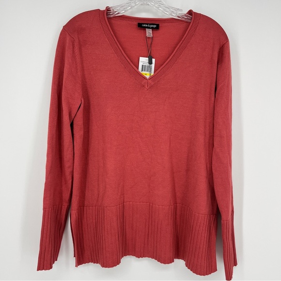 NWT Cable & Gauge Sweater V-Neck Mineral Red Color Soft Cozy Size Medium - Picture 1 of 6